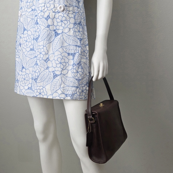 Coach Vintage 1997 Geometric Top Turnlock Bag In Mahogany Glove-Tanned Cowhide - Picture 2 of 16